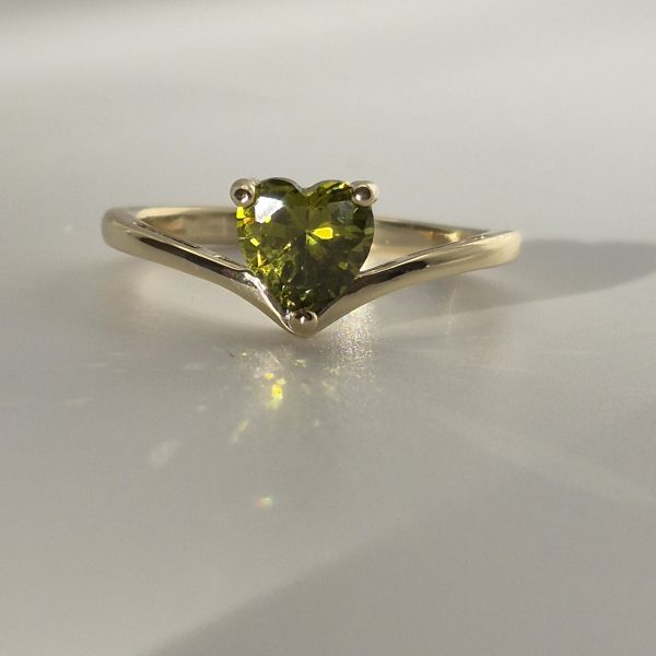 Green Peridot Heart Ring