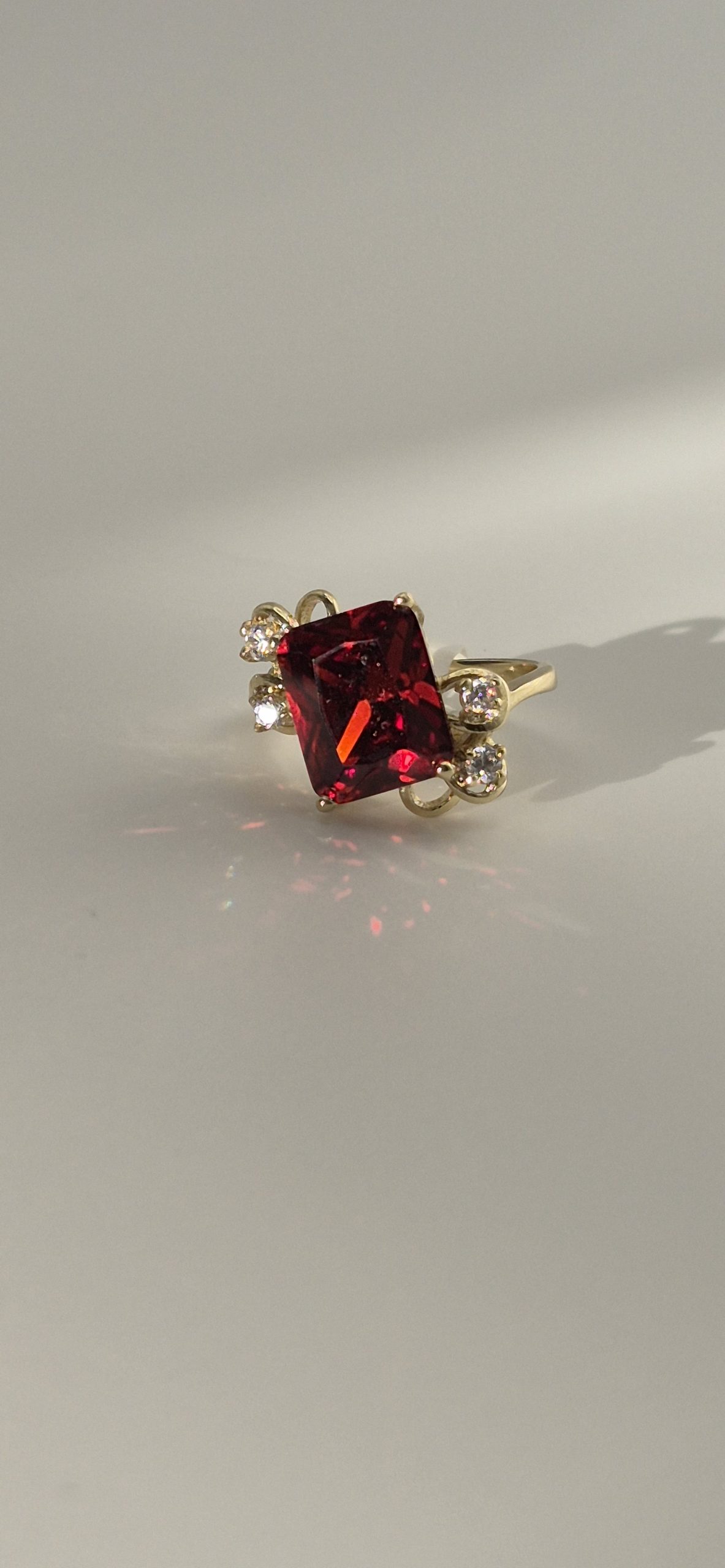Princess Cut Ruby Red Ring W/Cubic Zirconia