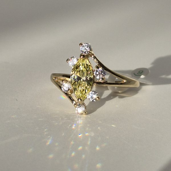 Yellow Stone Marquis Ring W/Cubic Zirconia