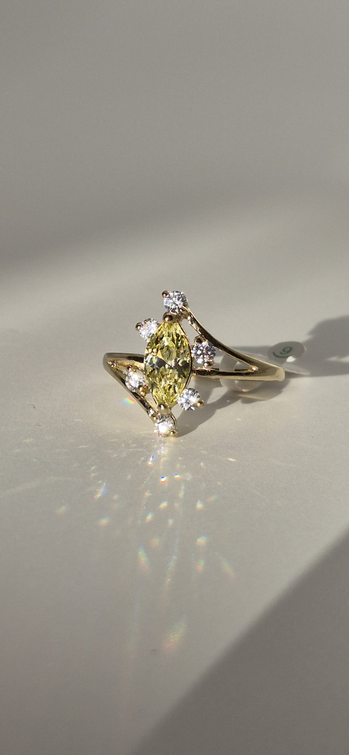 Yellow Stone Marquis Ring W/Cubic Zirconia