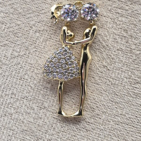 Girl & Boy Pendant In Cubic Zirconia