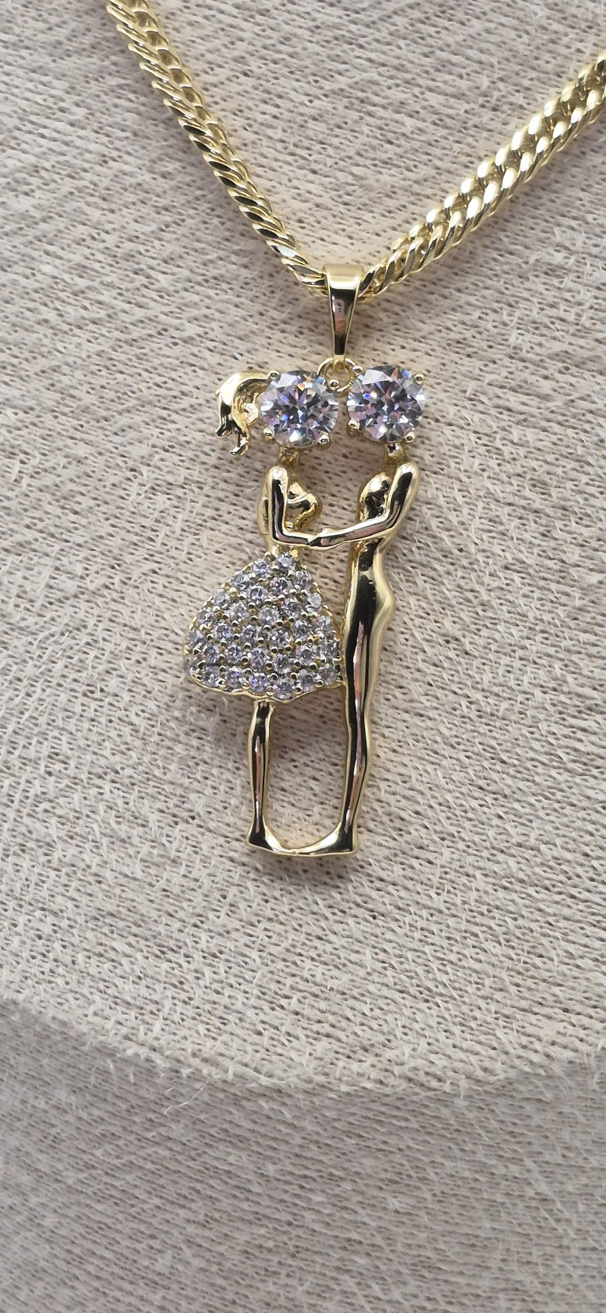 Girl & Boy Pendant In Cubic Zirconia