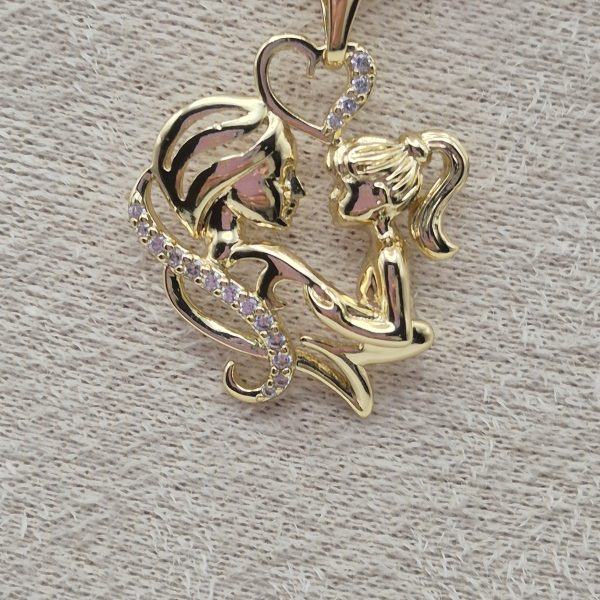 Mother & Daughter Pendant W/Cubic Zirconia Stones
