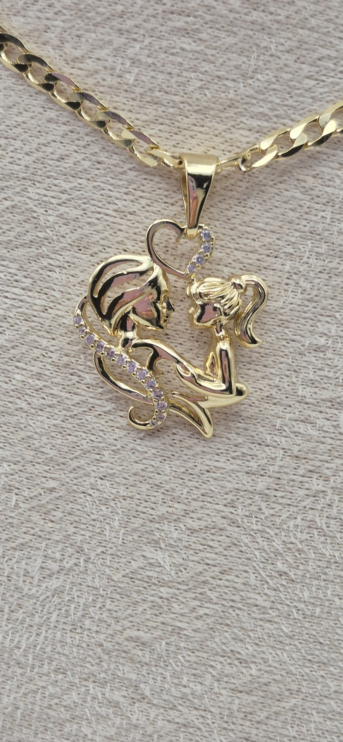 Mother & Daughter Pendant W/Cubic Zirconia Stones
