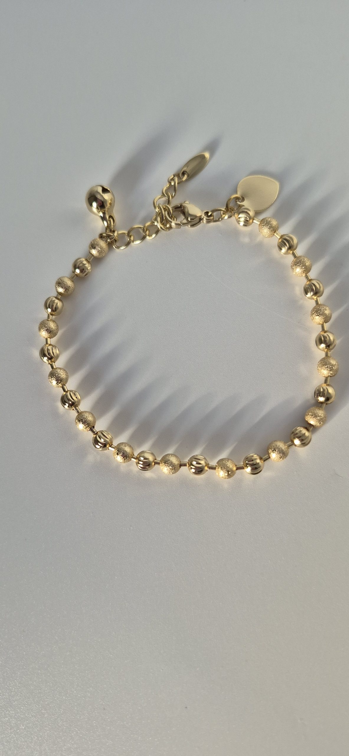 Beaded Laminated Gold Bracelet W/Charms